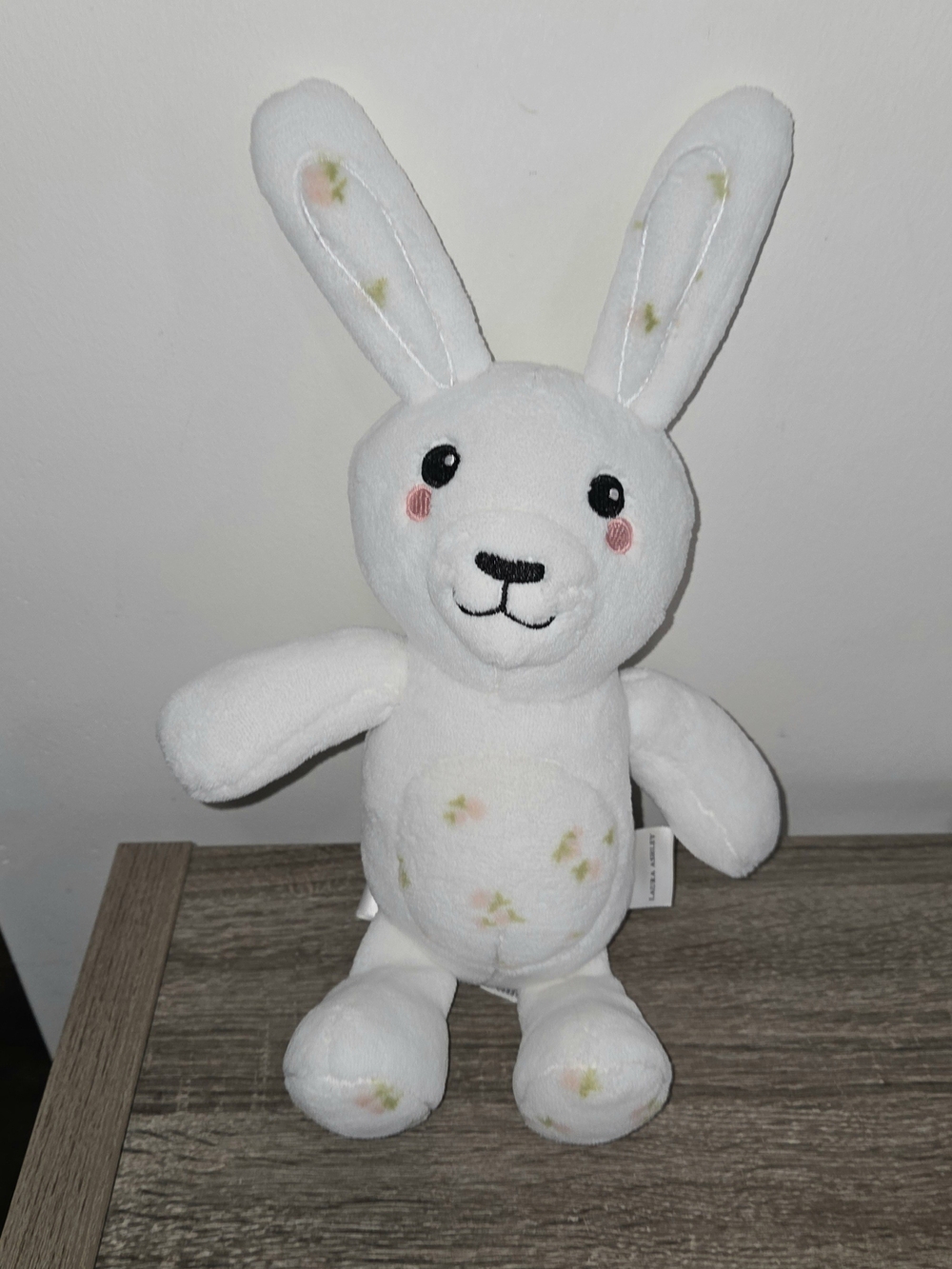 Laura Ashley Antoinette Bunny Plush White Pink Flowers Rabbit withSewn Eyes 8.5"